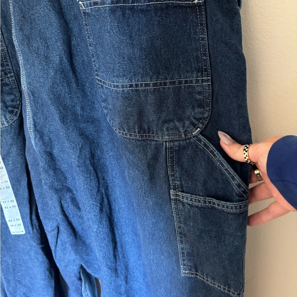 NWT Carhartt Washed-Denim Bib Overalls Dark Wash Size 42 X 32 - Picture 10 of 15